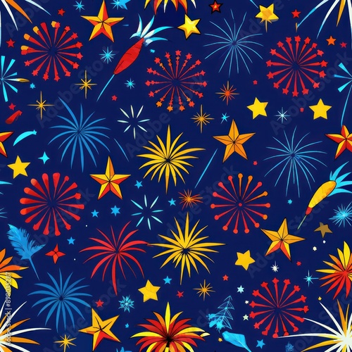 Wallpaper Mural Seamless pattern of carnival fireworks and sparklers, Generative AI Torontodigital.ca