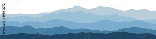 Minimalistic mountain landscape. Abstract blue hills or rocks. Panoramic view nature background