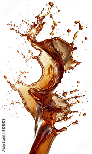 cascading liquid brown soda cola or tea splash frozen	
