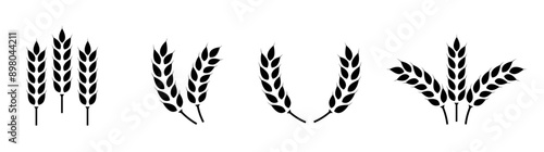Wheat ears icon set. Wheat logo. Grain spikes set icons. Grain icon. Agriculture symbol. vector illustration