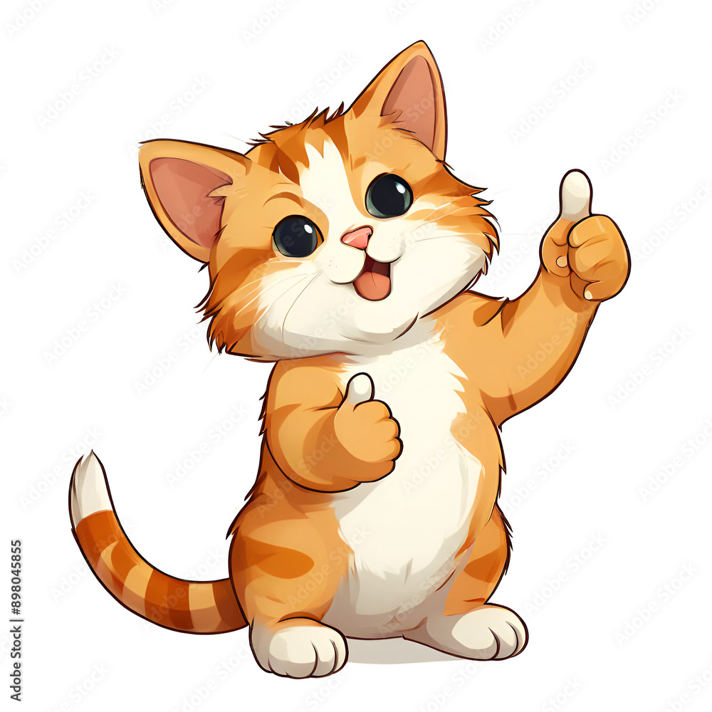 Obraz premium cartoon cat thumbs up