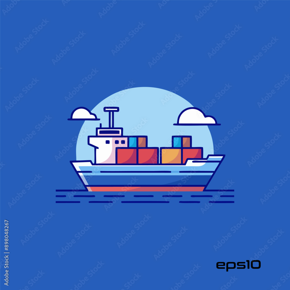 Obraz premium cargo ship logo, vector, mascot, character, illustration