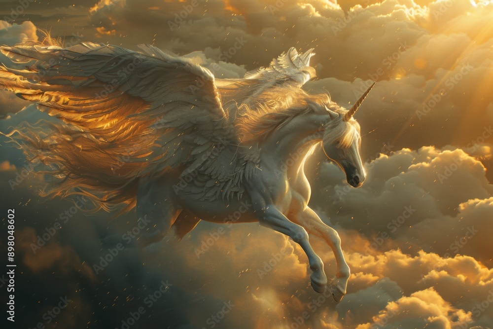 Fototapeta premium Silhouette of a flying dragon in the night sky with wings and a fantasy design