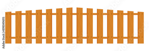 Brown wooden fence clipart decoration flat illustration 