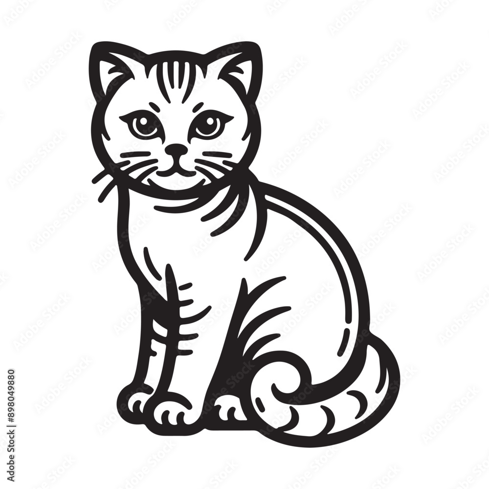 Obraz premium Cat Line Art Silhouette Design Vector