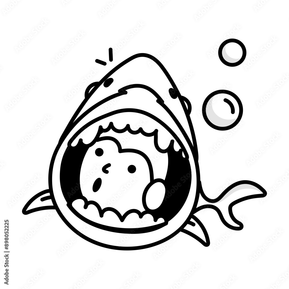 Boy inside scary shark mouth, doodle icon
Boy inside scary shark mouth, doodle icon