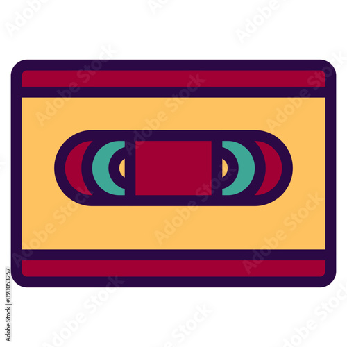 videotape icon in filled line style