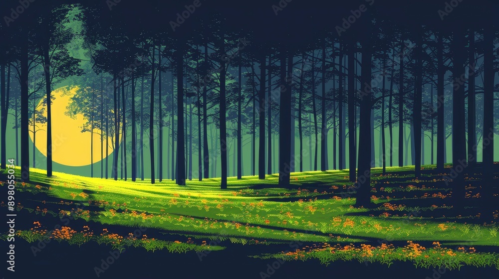 Naklejka premium Moonlight Forest