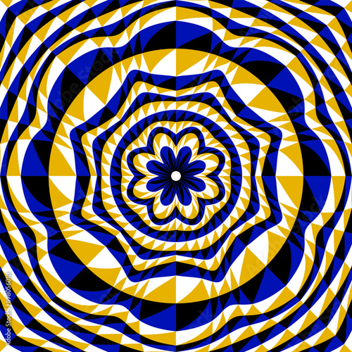 Eye-catching mandala-shaped circular pattern. Psychedelic background design.