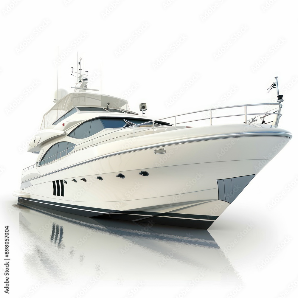 Luxury Yacht at Anchor, Isolated on White Luxury Yacht at Anchor, Isolated on White