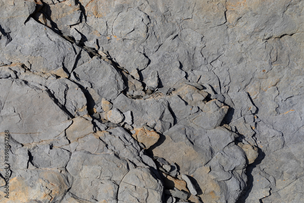 Fototapeta premium Sea-worn stone texture on a wild coastal beach.