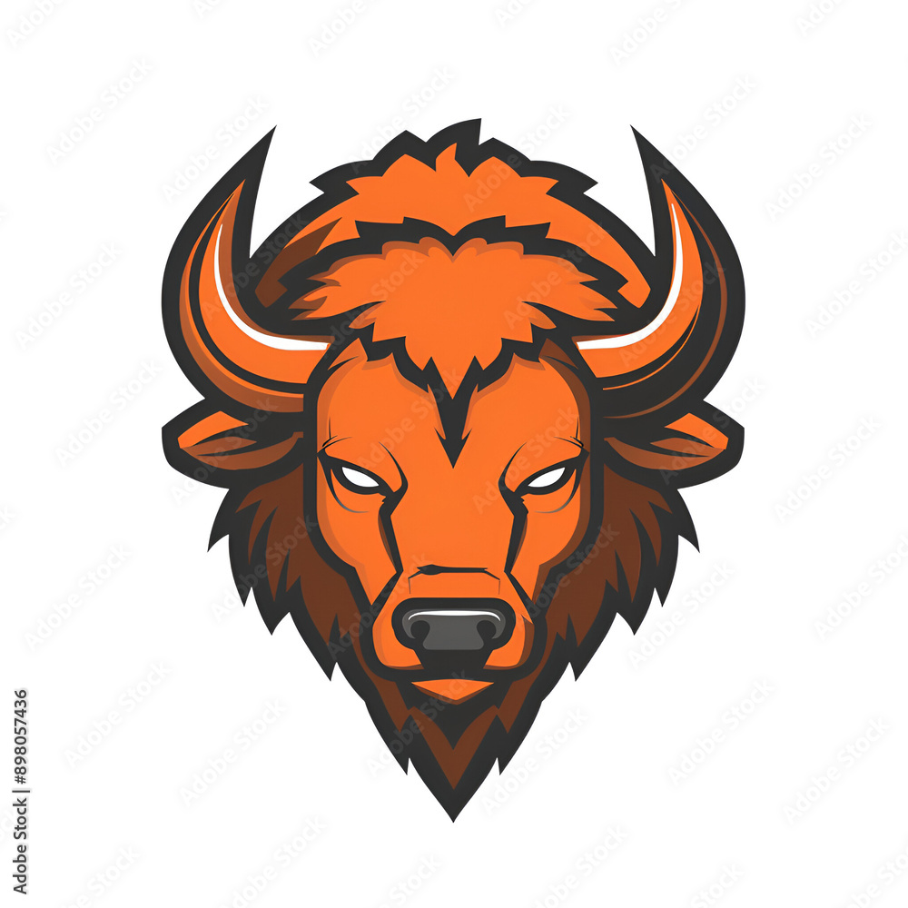 Fototapeta premium Cartoon Style Buffalo Logo Illustration No Background Applicable to any Context Perfect for Print on Demand T Shirt Design
