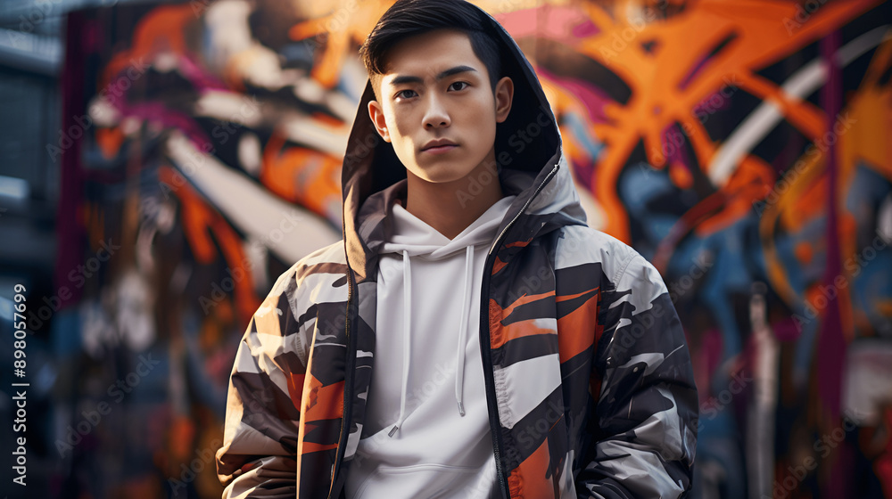 Fototapeta premium person with graffiti wall