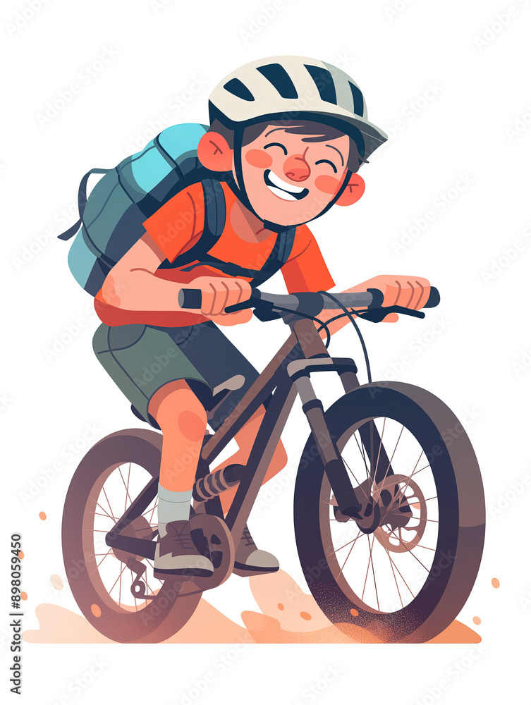 Fototapeta premium A boy is riding a bicycle. 