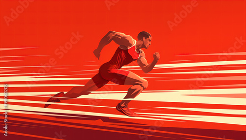 An track and field athlete is running.





