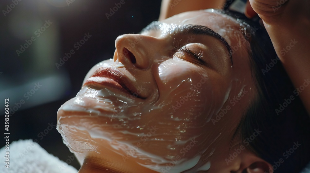 A happy woman experiencing the benefits of a professional facial from her dermatologist A happy woman experiencing the benefits of a professional facial from her dermatologist