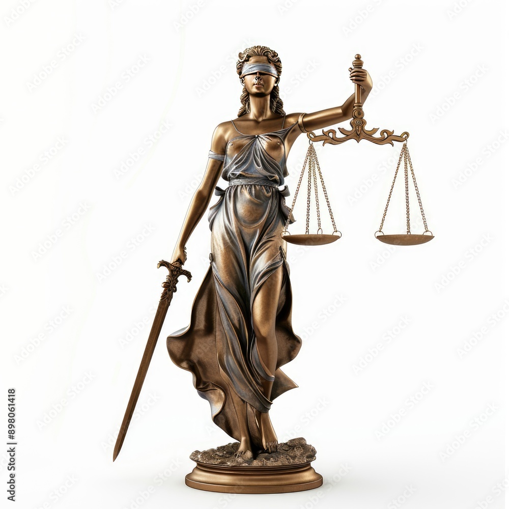 Bronze Statue of Lady Justice Holding Scales and Sword Bronze Statue of Lady Justice Holding Scales and Sword