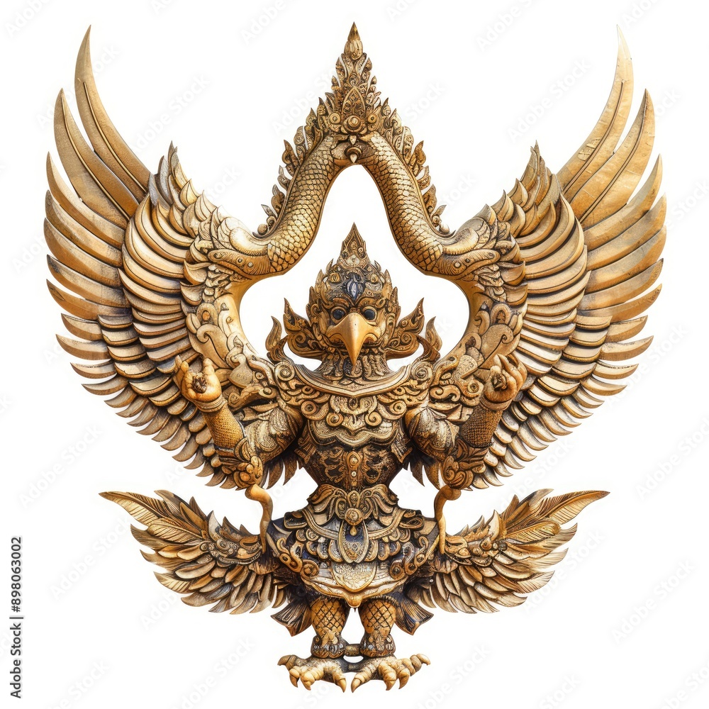 Ornate Golden Garuda Statue with Spread Wings Ornate Golden Garuda Statue with Spread Wings