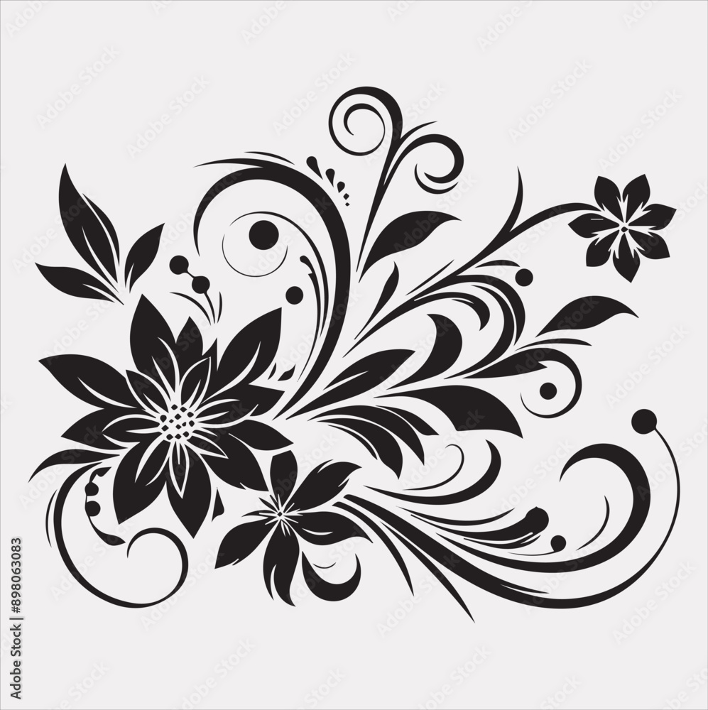 Obraz premium floral Art silhouette vector on a white background