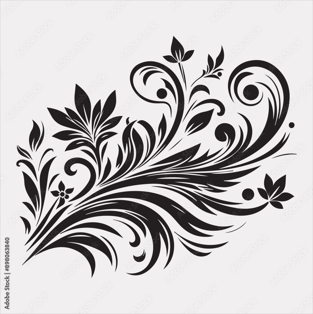 floral Art silhouette vector on a white background floral Art silhouette vector on a white background