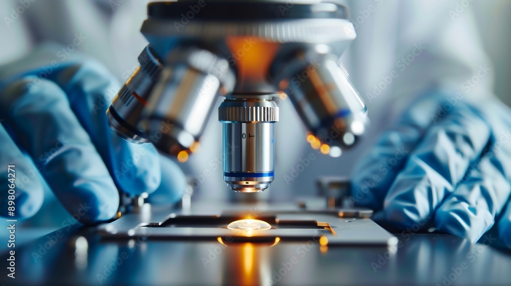 A scientist analyzing a DNA gene sample on microscope, laboratory experiment, biology chemistry research, medical health care clinic, technology equipment, pharmaceutical science, virus discovery A scientist analyzing a DNA gene sample on microscope, laboratory experiment, biology chemistry research, medical health care clinic, technology equipment, pharmaceutical science, virus discovery