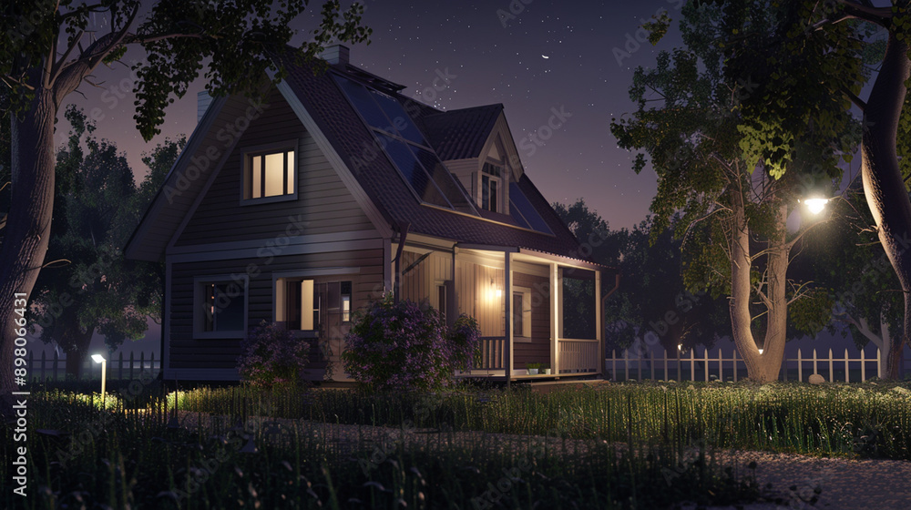 A modern house equipped with solar panels on the roof, showcasing sustainable living and renewable energy integration in residential architecture. A modern house equipped with solar panels on the roof, showcasing sustainable living and renewable energy integration in residential architecture.