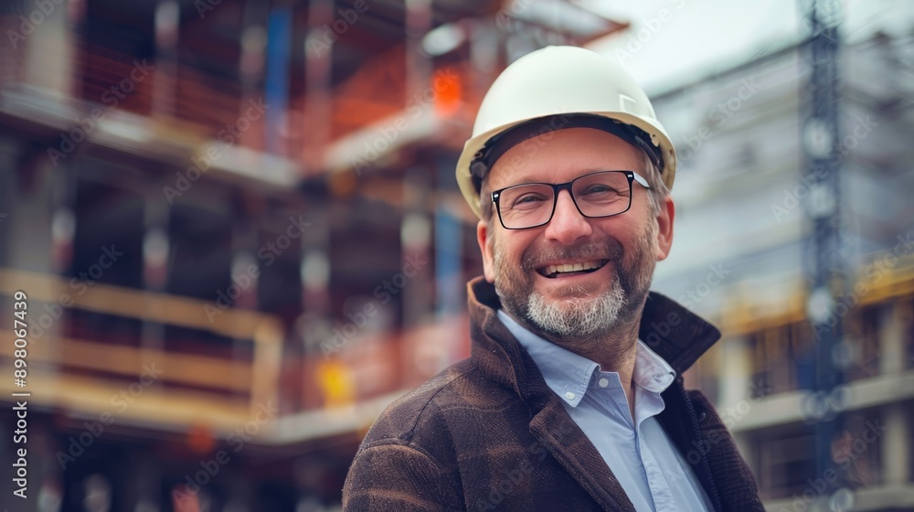Portrait of Happy Mature Businessman on Building Construction Site Portrait of Happy Mature Businessman on Building Construction Site