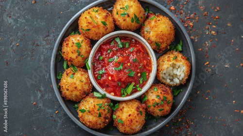 Wallpaper Mural Delicious Italian Rice Balls With Tomato Sauce On Plate Torontodigital.ca