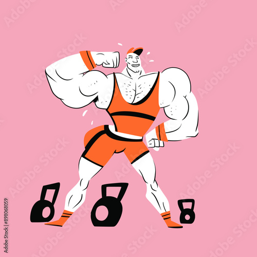 Funny Cartoon Bodybuilder Vector
