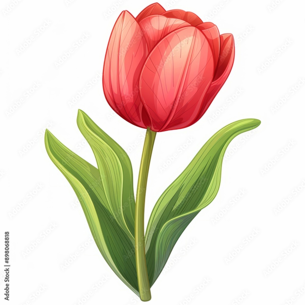 Single Red Tulip Flower Isolated. Single Red Tulip Flower Isolated.