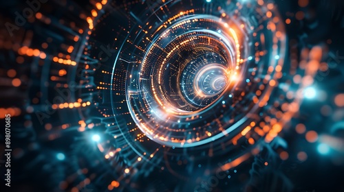 Wallpaper Mural Abstract technology vortex with glowing edges  Torontodigital.ca