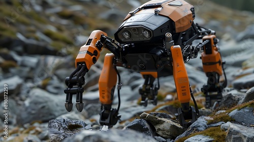 Agile bipedal robot navigating rough terrain  photo