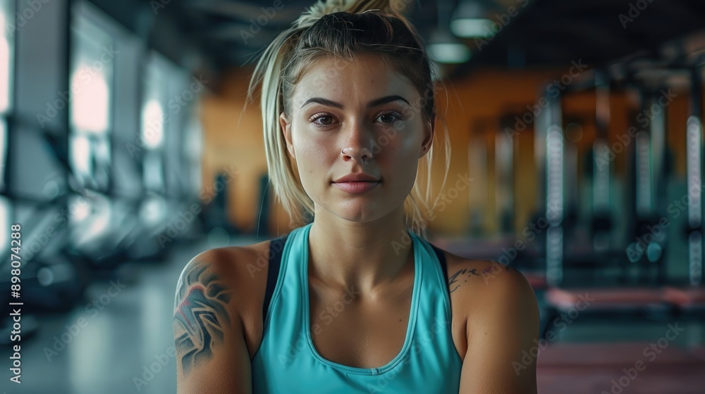 Fototapeta premium Dynamic Portrait of a Young Female Fitness Trainer