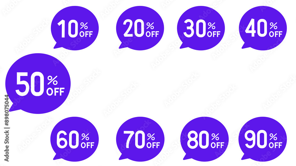 Different discount price 10, 20, 25, 30, 40, 50, 60, 70, 80, 90 percent Promotion sticker badge set for shopping marketing and advertisement. vector illustration Different discount price 10, 20, 25, 30, 40, 50, 60, 70, 80, 90 percent Promotion sticker badge set for shopping marketing and advertisement. vector illustration
