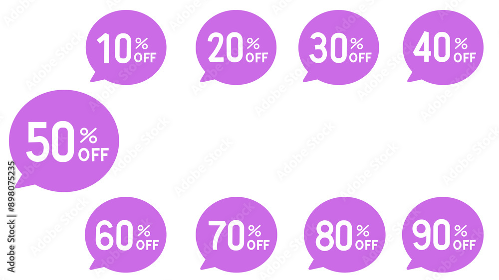 Different discount price 10, 20, 25, 30, 40, 50, 60, 70, 80, 90 percent Promotion sticker badge set for shopping marketing and advertisement. vector illustration Different discount price 10, 20, 25, 30, 40, 50, 60, 70, 80, 90 percent Promotion sticker badge set for shopping marketing and advertisement. vector illustration