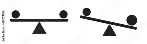 balance swing icon, playground seesaw vector icon set. Weightiness scales isolated on white background.
