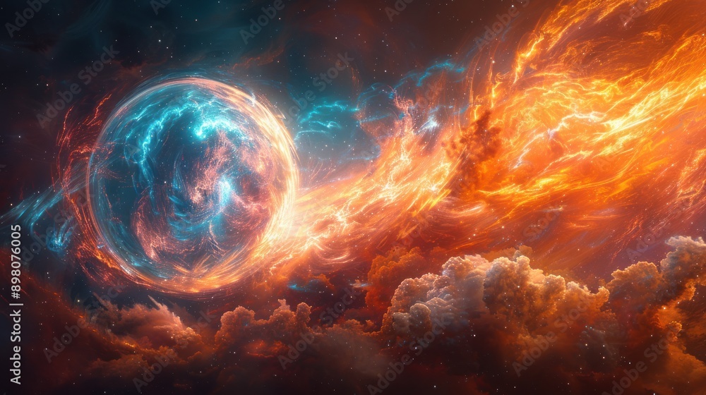 Fototapeta premium A Cosmic Dance of Fire and Ice