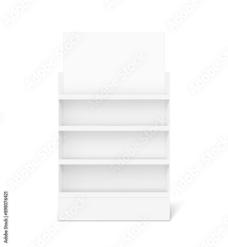 Store shelf for presentations on a white background. Vector illustration. Can be use for template your design, promotion, advertising. EPS10.	