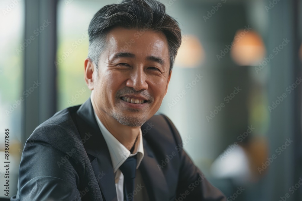 Portrait of an Asian CEO during a meeting, Generative AI Portrait of an Asian CEO during a meeting, Generative AI