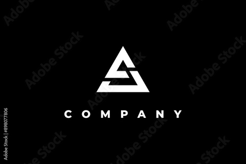 letter a s j pyramid monogram logo