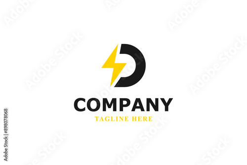 letter d electricity modern minimal logo