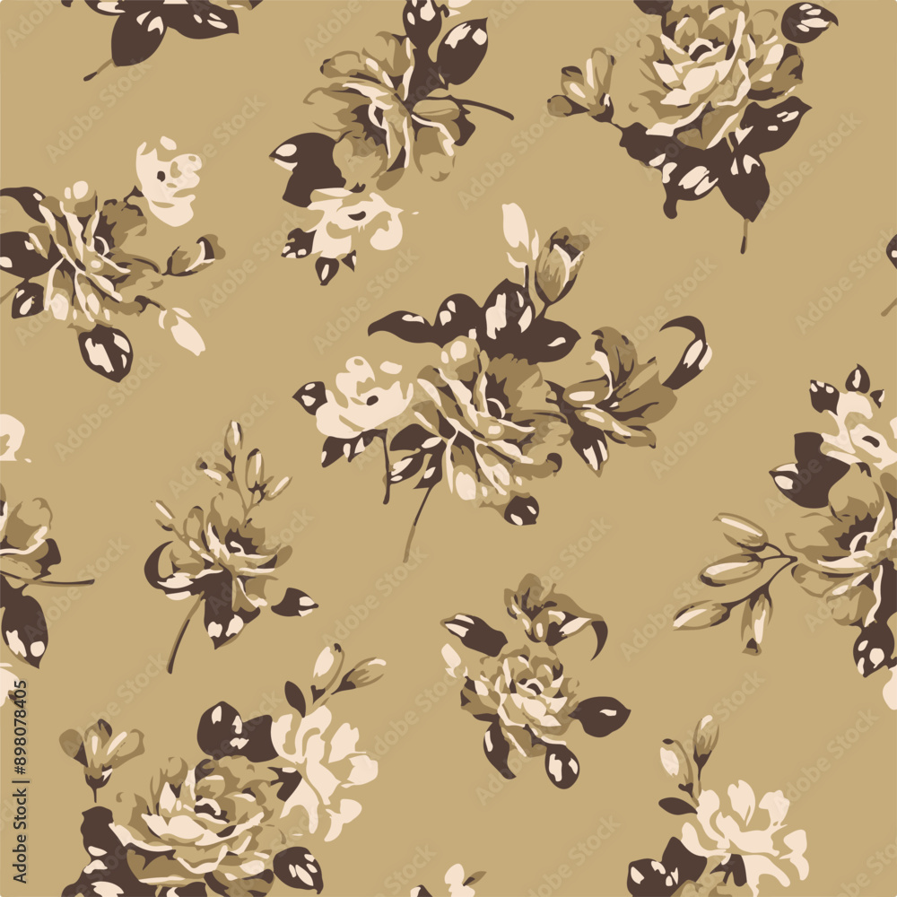 Obraz premium dual-tone a solid hibiscus blooming flower with medium color, all over vector design with bright solid background illustration digital image for textile printing factory