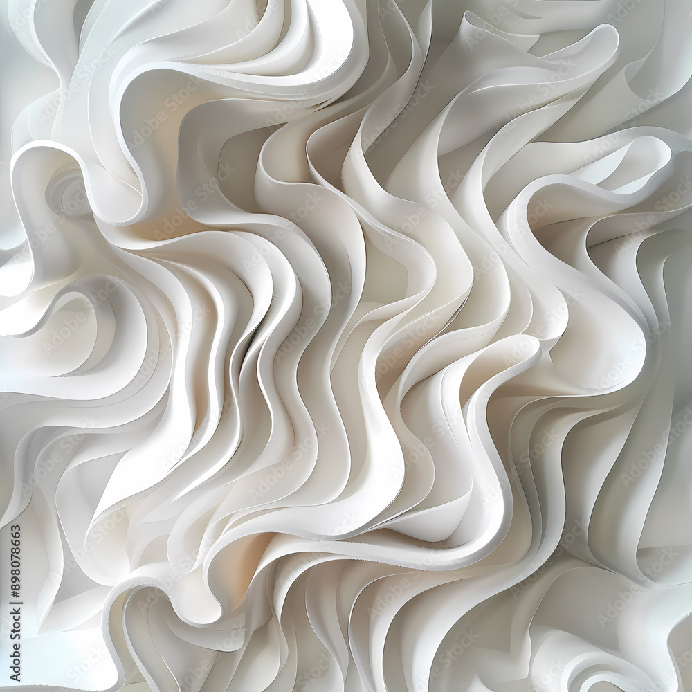 Fototapeta premium flowing, tranquility, abstract, smooth, white, curves, effortless, atmosphere, peace, undulations, layered, textures, depth, dimension, modern, decor, artistic, projects, backgrounds, monochrome, eleg