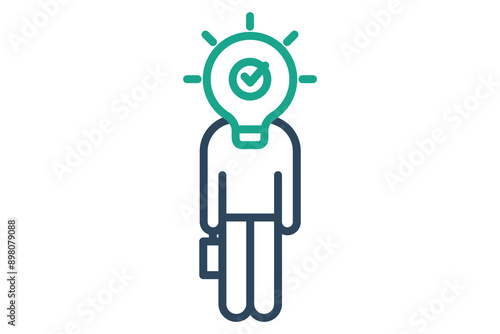 Brand awareness icon. people with lightbulb. icon related to recognize. line icon style. business elements vector illustration