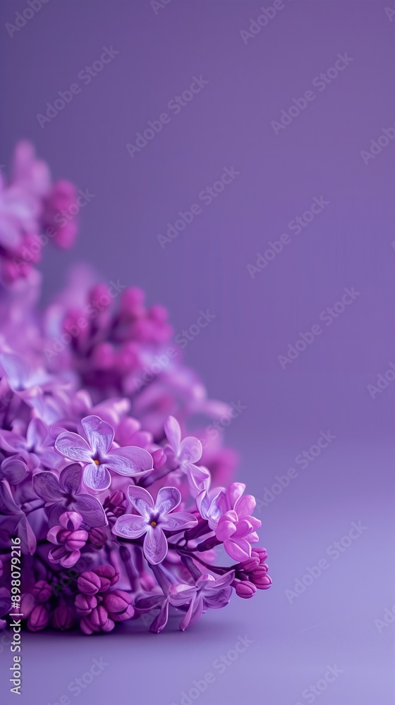 Fototapeta premium Closeup of a beautiful lilac flower with purple hues on a nature background. Copy space. Text space. High quality.