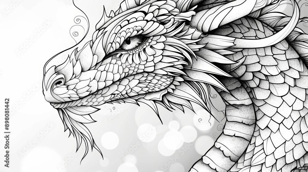 An intricate coloring book illustration of a mythical dragon, characterized by its crisp lines and clear outlines, ideal for relaxing and creative coloring sessions. An intricate coloring book illustration of a mythical dragon, characterized by its crisp lines and clear outlines, ideal for relaxing and creative coloring sessions.
