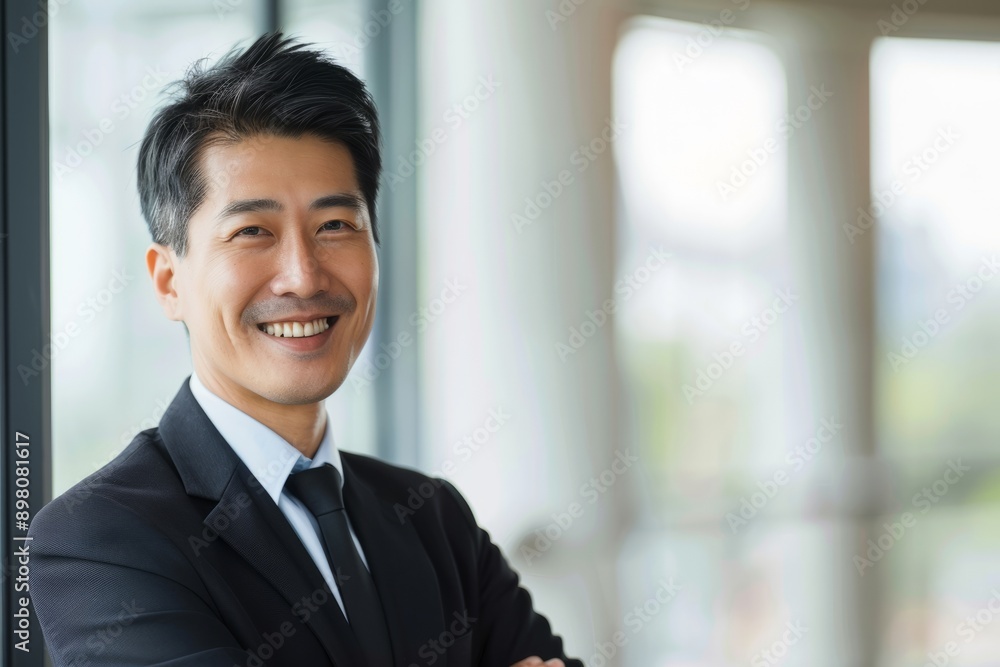 Portrait of an Asian CEO smiling confidently, Generative AI Portrait of an Asian CEO smiling confidently, Generative AI