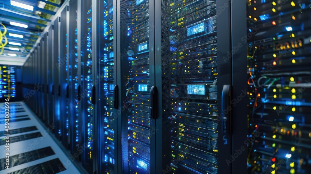 cloud computing research facility where engineers test new cloud storage solutions on a network of interconnected servers and displays cloud computing research facility where engineers test new cloud storage solutions on a network of interconnected servers and displays