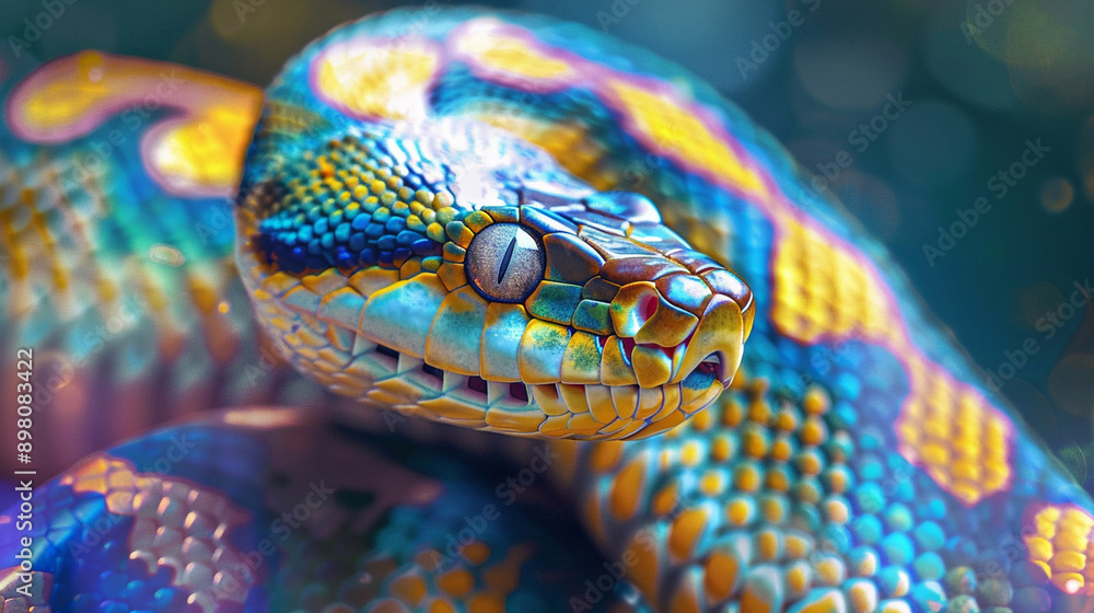 Close up shot of a colorful dangerous snake Close up shot of a colorful dangerous snake