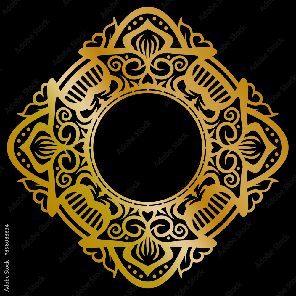 Premium round gold ornament vector illustration, gold invitation decoration. gold mandala ornament. Premium round gold ornament vector illustration, gold invitation decoration. gold mandala ornament.